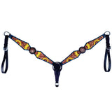 Bar H Equine Horse Leather Pinwheel Sunflower Floral One Ear Headstall Dark Brown