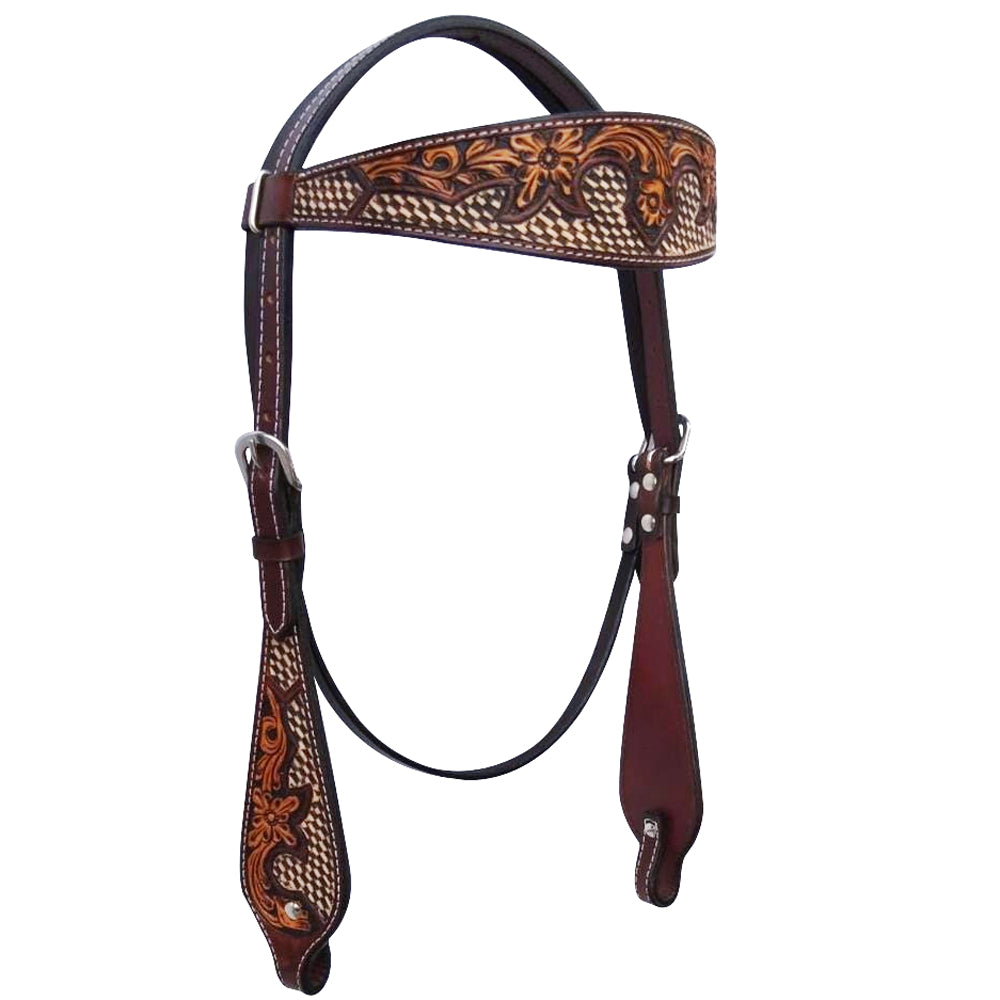 Bar H Equine American Leather Horse Saddle Tack One Ear Headstall Brown
