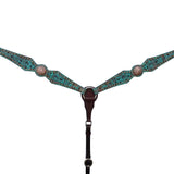 Bar H Equine American Leather Horse Saddle Tack One Ear Headstall Breast Collar Browband Wither Strap Spotted Pinwheel