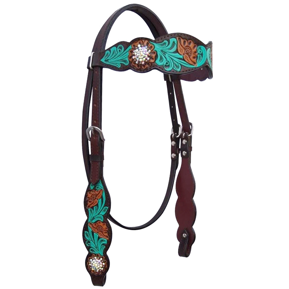 Bar H Equine American Leather Horse Saddle Tack One Ear Headstall Breast Collar Browband Wither Strap Jora Autumn Collection