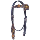 Bar H Equine American Leather Horse Saddle Tack One Ear Headstall Breast Collar Browband Wither Strap Tropical Snake