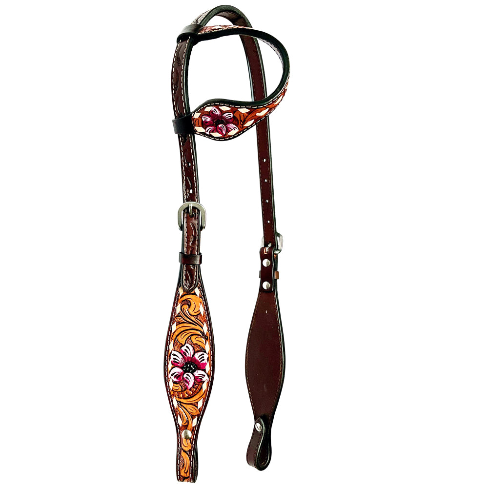 Bar H Equine American Leather Horse Saddle Tack One Ear Headstall Breast Collar Browband Wither Strap Tropical Chaya