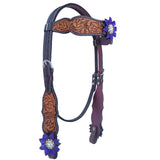 Bar H Equine American Leather Horse Saddle Tack One Ear Headstall | Breast Collar Browband Wither Strap Set for Horses BER113