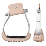 3" Wide Bar H Equine Western Horse Heavy-Duty Genuine Leather Alum. Twisted Sloped Stirrups
