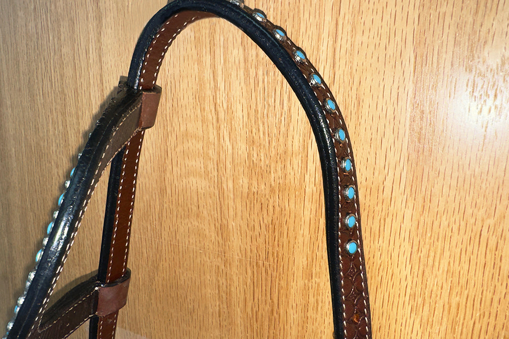 Bar H Equine Western Horse Genuine Leather One Ear Headstall Brown