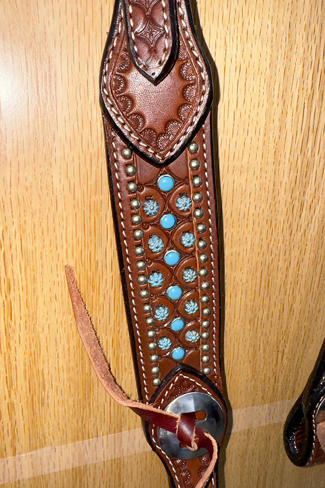 Bar H Equine Western Horse Genuine Leather One Ear Headstall Brown