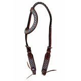 Bar H Equine Western Horse Genuine Leather One Ear Headstall Brown