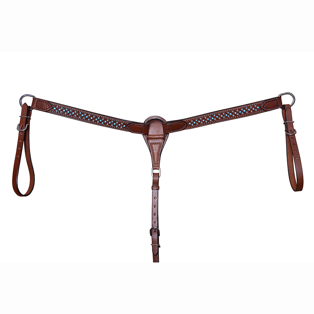 BAR H EQUINE Western Horse Genuine Leather Breast Collar Tan