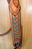 Bar H Equine Western Horse Genuine Leather Hand Tooled Headstall Tan