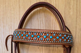 Bar H Equine Western Horse Genuine Leather Hand Tooled Headstall Tan