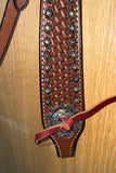 Bar H Equine Western Horse Genuine Leather Hand Tooled Headstall Dark Brown