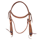Bar H Equine Western Horse Genuine Leather Hand Tooled Headstall Dark Brown