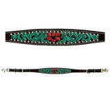Bar H Equine American Leather Horse Saddle Tack One Ear Headstall Breast Collar Browband Wither Strap Botanic Chiseled