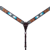 Bar H Equine American Leather Horse Saddle Tack One Ear Headstall | Breast Collar Browband Wither Strap Set for Horses BER117