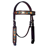 Bar H Equine Austin Arrow Spotted Leather One Ear Headstall Brown