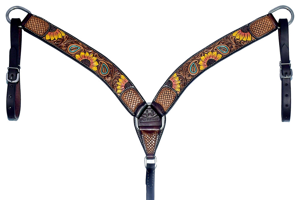 Bar H Equine Bonnie Blossom Sunflower Leather One Ear Headstall