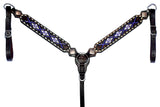 Bar H Equine Genuine Western American Leather Horse Premium Headstall & Breast Collar Set