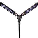 Bar H Equine Genuine Western American Leather Horse Premium Headstall & Breast Collar Set