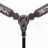 Bar H Equine American Leather Horse Saddle Tack One Ear Headstall | Breast Collar Browband Wither Strap Set for Horses BER170