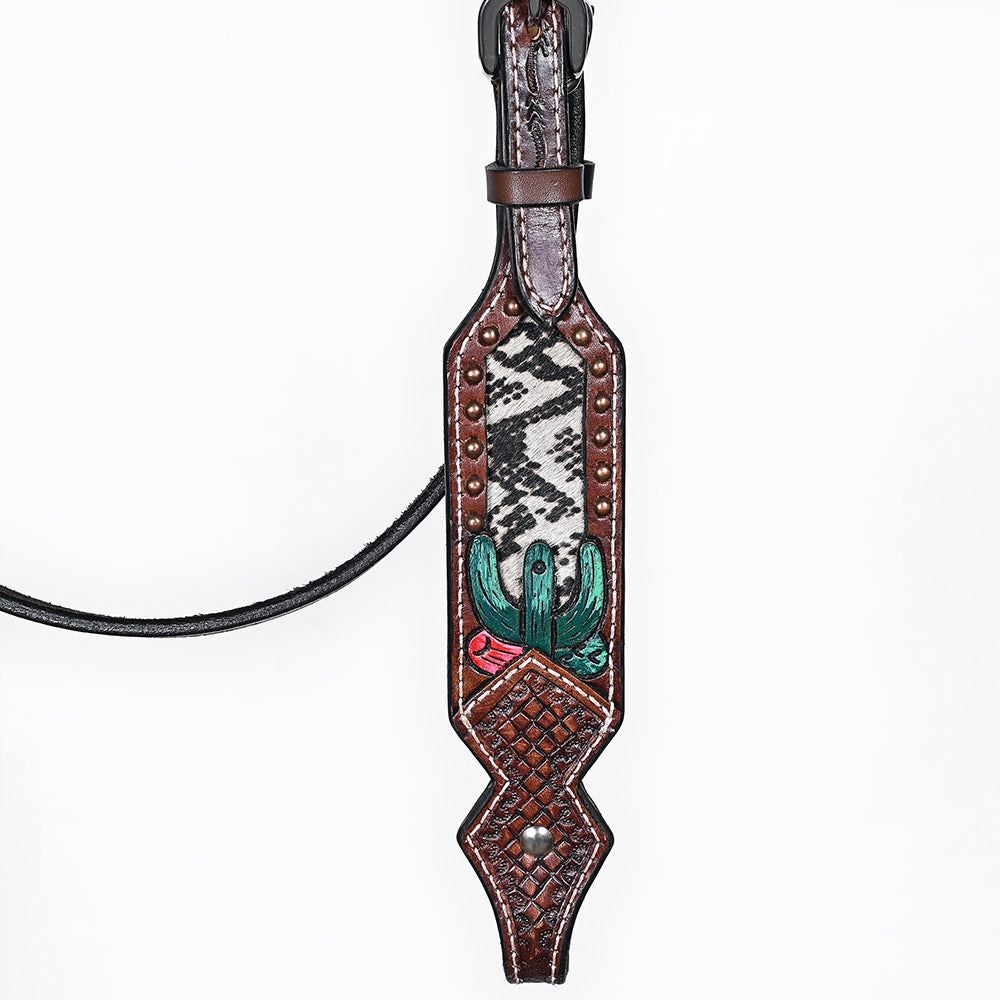 Bar H Equine American Leather Horse Saddle Tack One Ear Headstall | Breast Collar Browband Wither Strap Set for Horses BER170