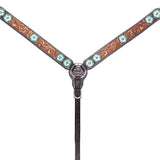Bar H Equine Genuine Western American Leather Horse Premium Headstall & Breast Collar Set