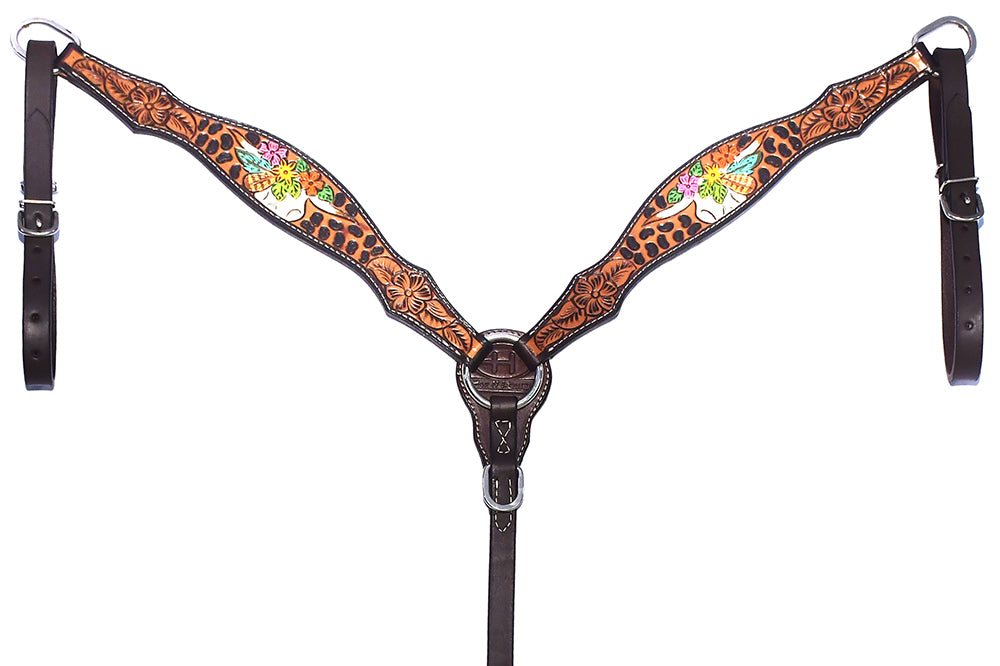 Bar H Equine American Leather Horse Saddle Tack One Ear Headstall | Breast Collar Browband Wither Strap Set for Horses BER180