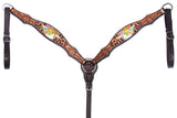 Bar H Equine American Leather Horse Saddle Tack One Ear Headstall | Breast Collar Browband Wither Strap Set for Horses BER180