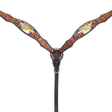 Bar H Equine American Leather Horse Saddle Tack One Ear Headstall | Breast Collar Browband Wither Strap Set for Horses BER180