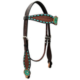 Bar H Equine Genuine Western American Leather Horse Premium Headstall & Breast Collar Set