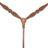 Bar H Equine Genuine Western American Leather Horse Premium Headstall & Breast Collar Set