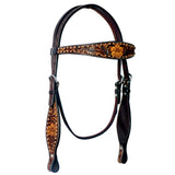 Bar H Equine Genuine Western American Leather Horse Premium Headstall & Breast Collar Set