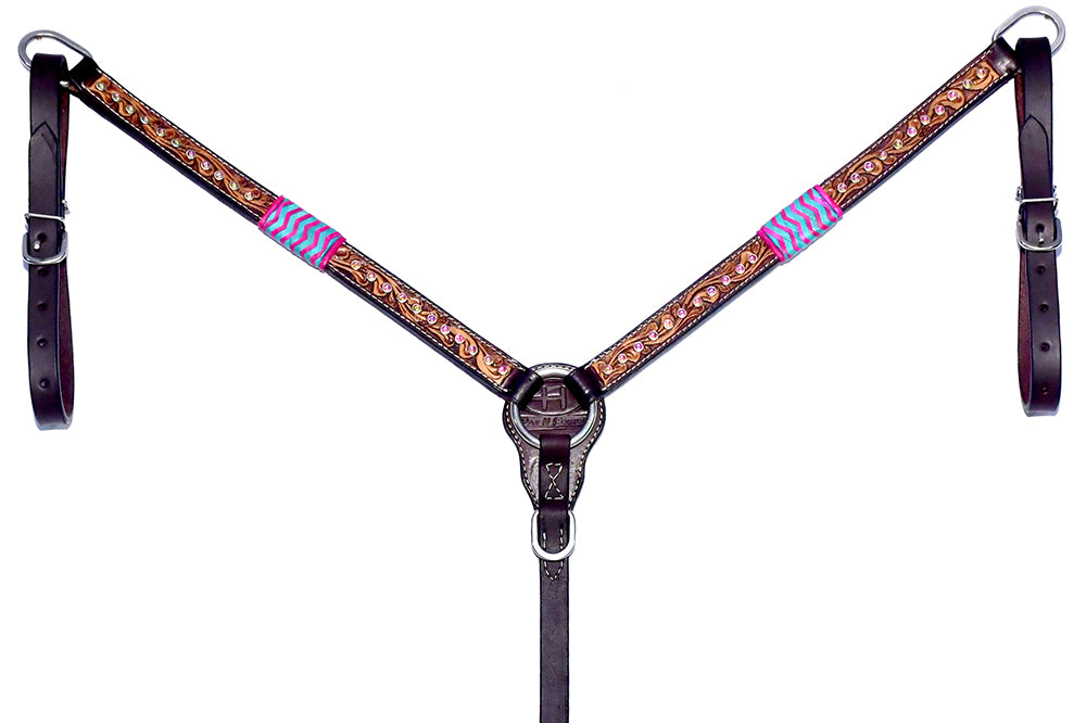 BAR H EQUINE Western Leather Horse Premium Headstall & Breast Collar Set