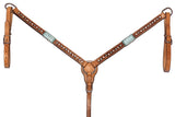 Bar H Equine American Leather Horse Saddle Tack One Ear Headstall | Breast Collar Browband Wither Strap Set BER209