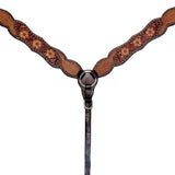 Bar H Equine Genuine Western American Leather Horse Premium Headstall & Breast Collar Set