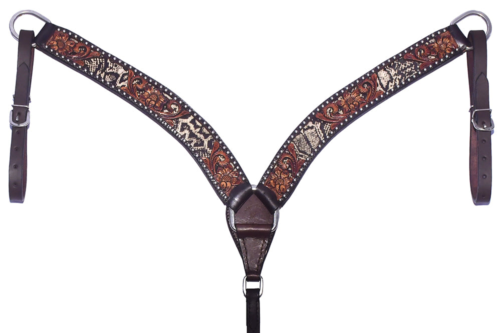 Bar H Equine American Leather Horse Saddle Tack One Ear Headstall | Breast Collar Browband Wither Strap Set BER240