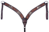 Bar H Equine American Leather Horse Saddle Tack One Ear Headstall | Breast Collar Browband Wither Strap Set BER240