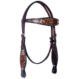 Bar H Equine American Leather Horse Saddle Tack One Ear Headstall | Breast Collar Browband Wither Strap Set BER240