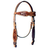 Bar H Equine Genuine Western American Leather Horse Premium Headstall & Breast Collar Set