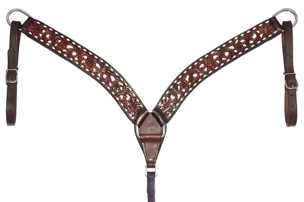 Bar H Equine American Leather Horse Saddle Tack One Ear Headstall | Breast Collar Browband Wither Strap Set BER246