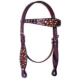 Bar H Equine American Leather Horse Saddle Tack One Ear Headstall | Breast Collar Browband Wither Strap Set BER246