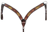 Bar H Equine American Leather Horse Saddle Tack One Ear Headstall | Breast Collar Browband Wither Strap Set BER249