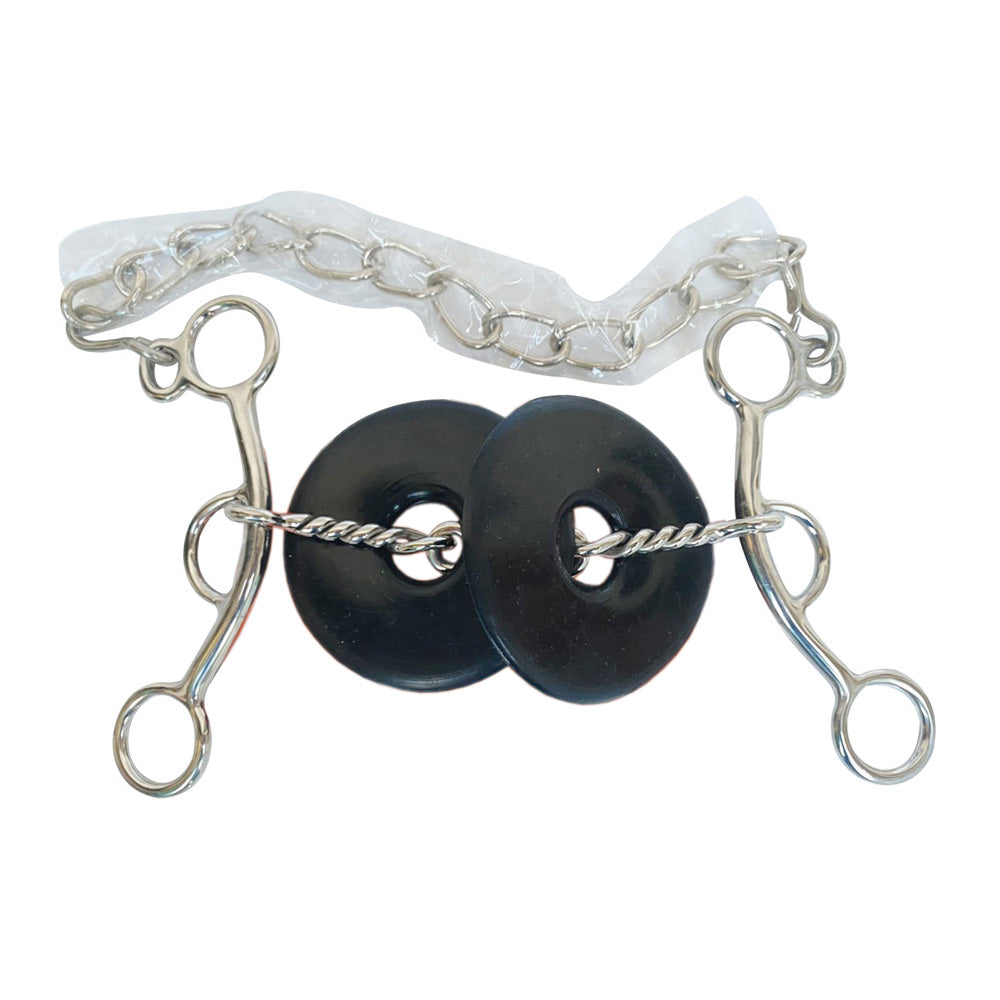 BAR H EQUINE Western Horse Short Shank Twisted Wire Mouth Dogbone Stainless Steel Bit