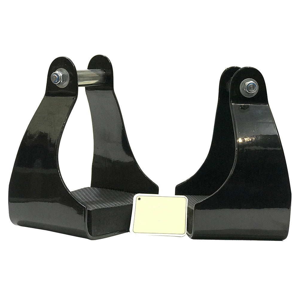 Bar H Equine 2.5 In Neck Western Horse Heavy-Duty Aluminium Saddle Stirrups Pair Black