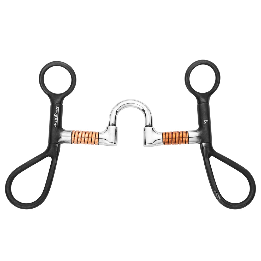 BAR H EQUINE Teardrop Shank Correction Mouth Copper Wire Wrapped Bars