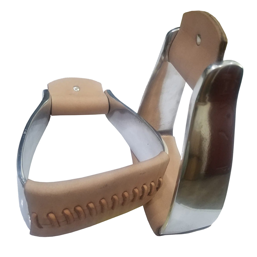 Slanted Stainless Steel Leather Bottom Stirrups