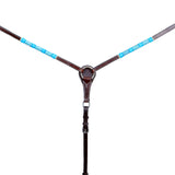 Genuine Quality Turquoise Rawhide Horse Western leather Breast Collar Brown