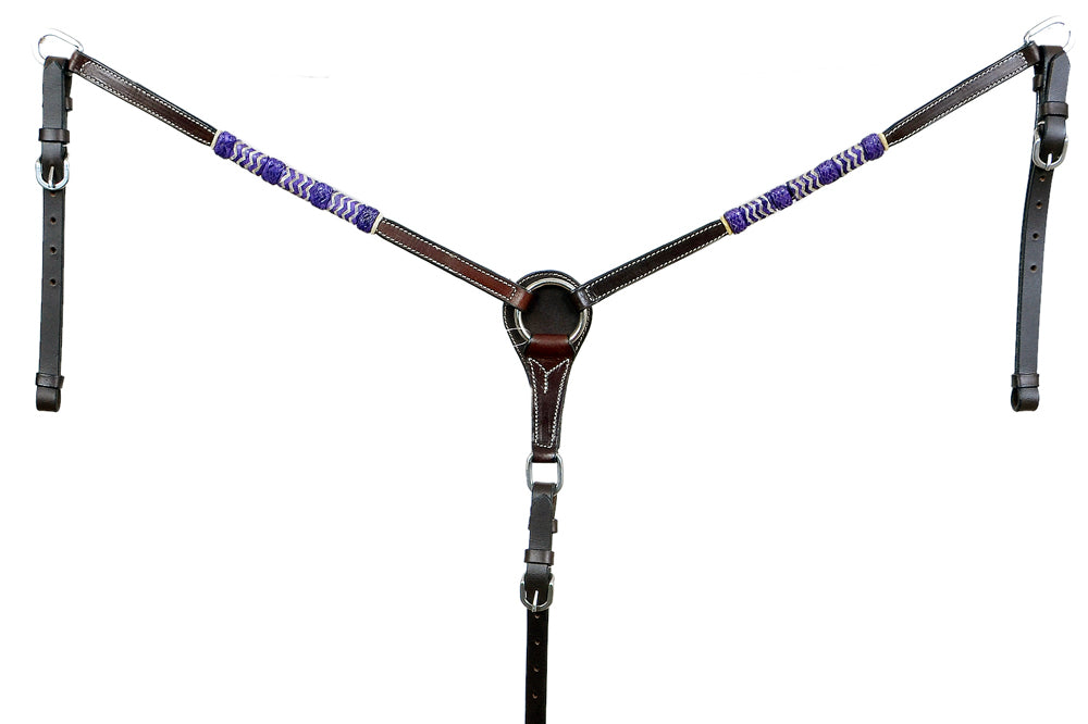 Blue Rawhide Horse Western leather Breast Collar Dark Brown