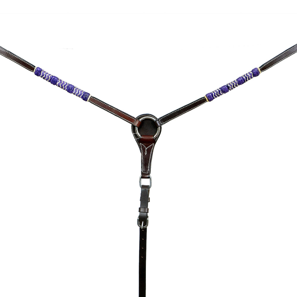 Blue Rawhide Horse Western leather Breast Collar Dark Brown