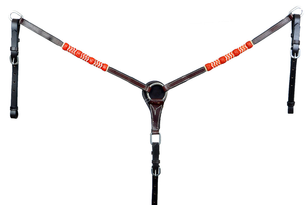 Red Rawhide Horse Western leather Breast Collar Brown