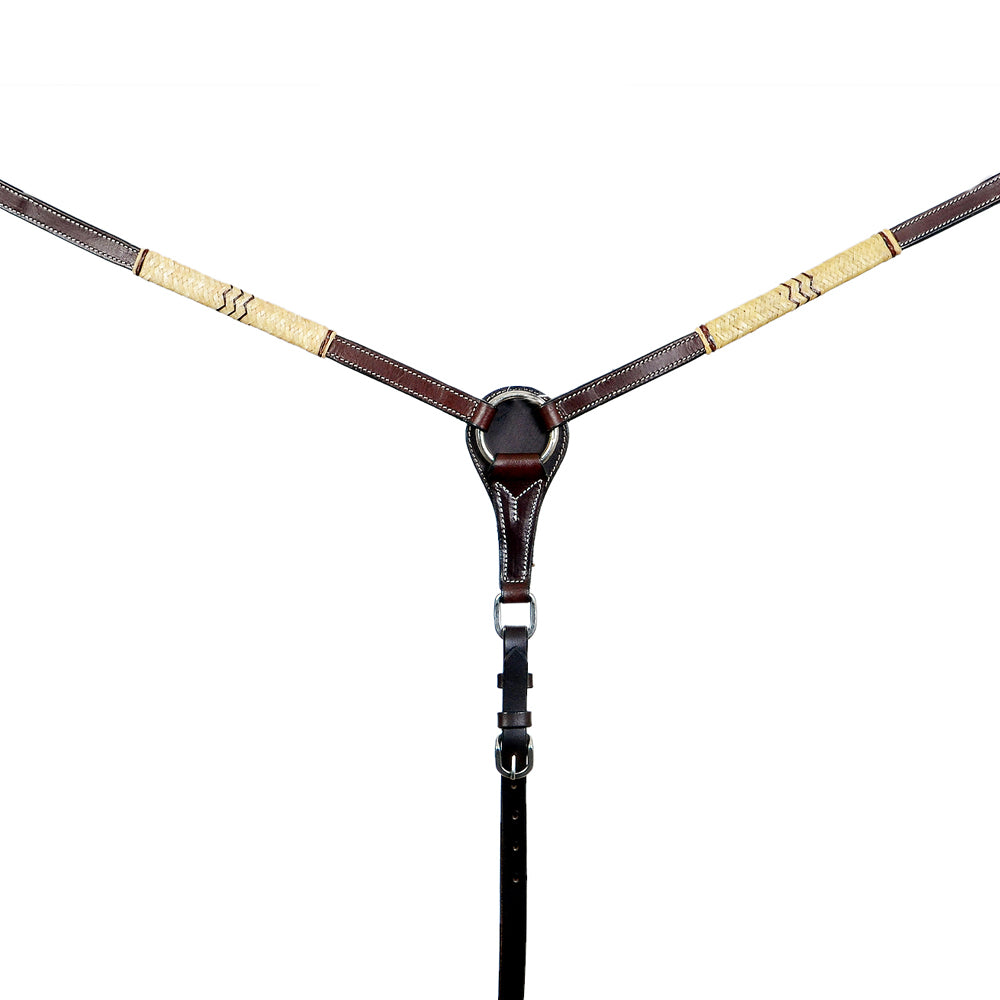BAR H EQUINE Natural Rawhide Horse Western Leather Breast Collar Brown